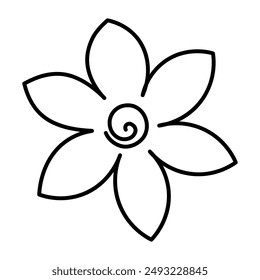 Flower. Inflorescence of a flowering plant. Flower head. Sketch. Blooming petals. Opened flower bud. Vector illustration. Outline on isolated white background. Doodle style. Idea for web design.