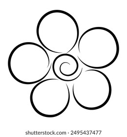 Flower. Inflorescence of a flowering plant. Flower head. Sketch. Blooming petals. Opened flower bud. Vector illustration. Outline on isolated white background. Doodle style. Idea for web design.