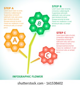 Flower infographic tamplate. Technological, hexagon flower