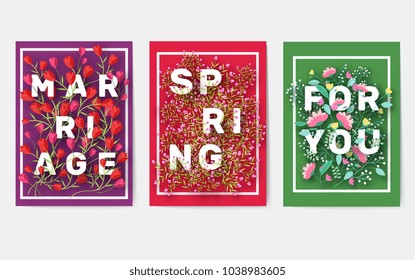 Flower information cards set. template of flyer, magazines, posters, book cover, banners. Nature infographic concept background. Layout illustrations modern pages with typography text.