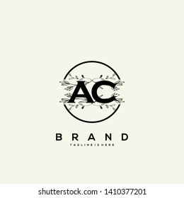 flower initial Letter AC Logo design - Vector