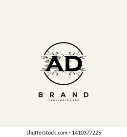 flower initial Letter AD Logo design - Vector