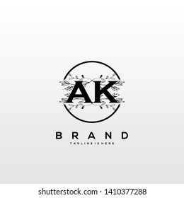 flower initial Letter AK Logo design - Vector
