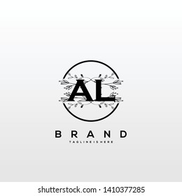 flower initial Letter AL Logo design - Vector
