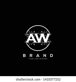 flower initial Letter AW Logo design - Vector