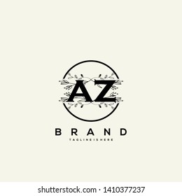 flower initial Letter AZ Logo design - Vector