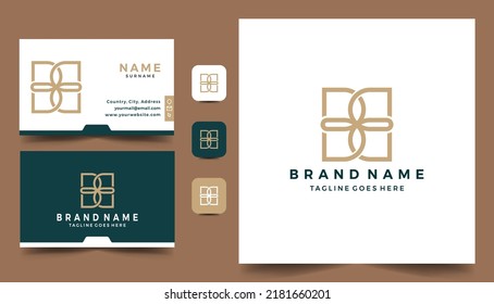 flower and initial letter BB logo design with business card template