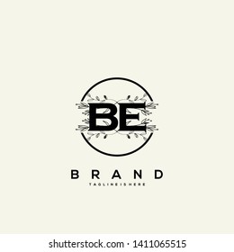 Flower initial Letter BE Logo design - Vector