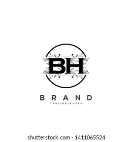 Flower initial Letter BH Logo design - Vector