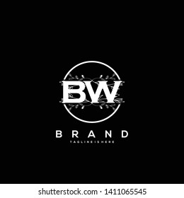 Flower initial Letter BW Logo design - Vector