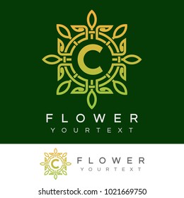 flower initial Letter C Logo design