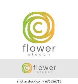 flower initial Letter C Logo design