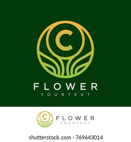 flower initial Letter C Logo design