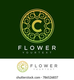 flower initial Letter C Logo design