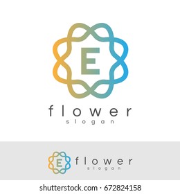 flower initial Letter E Logo design