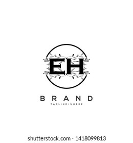 Flower initial Letter EH Logo design - Vector