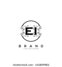 Flower initial Letter EI Logo design - Vector