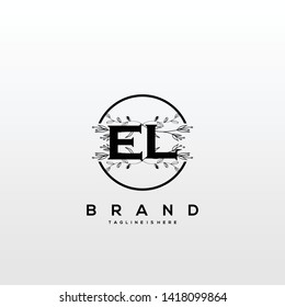 Flower initial Letter EL Logo design - Vector