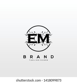 Flower initial Letter EM Logo design - Vector
