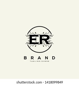 Flower initial Letter ER Logo design - Vector