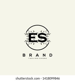 Flower initial Letter ES Logo design - Vector