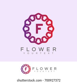 flower initial Letter F Logo design