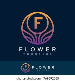 flower initial Letter F Logo design