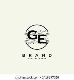 Flower initial Letter GE Logo design - Vector