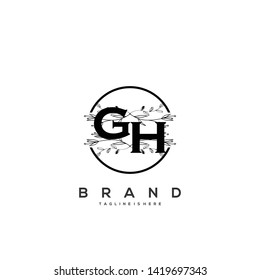 Flower initial Letter GH Logo design - Vector