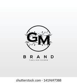 Flower initial Letter GM Logo design - Vector