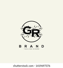 Flower initial Letter GR Logo design - Vector