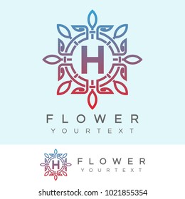flower initial Letter H Logo design