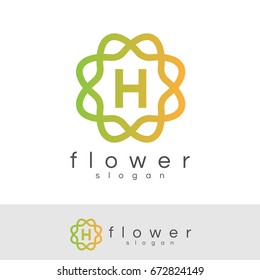 flower initial Letter H Logo design