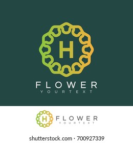 flower initial Letter H Logo design