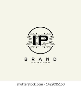 Flower initial Letter IP Logo design - Vector