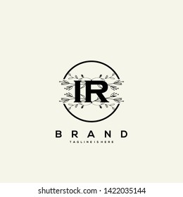 Flower initial Letter IR Logo design - Vector