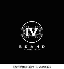 Flower initial Letter IV Logo design - Vector