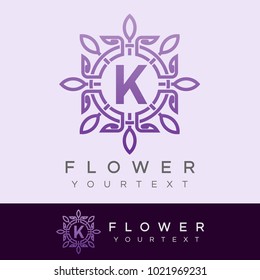 flower initial Letter K Logo design