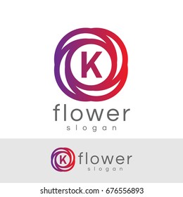 flower initial Letter K Logo design