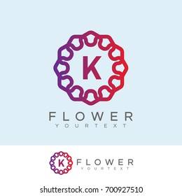 flower initial Letter K Logo design