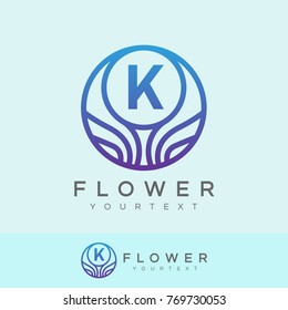 flower initial Letter K Logo design