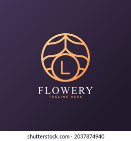 Elemento de plantilla de diseño del logotipo L de la letra inicial de las flores. Vector Eps10
