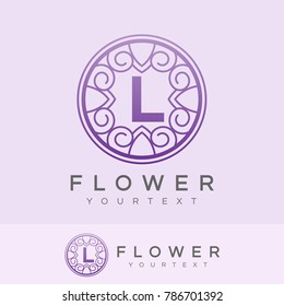 flower initial Letter L Logo design