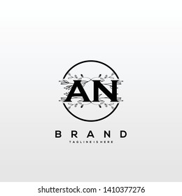 flower initial Letter AN Logo design - Vector