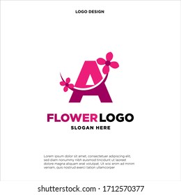 flower initial Letter A Logo design