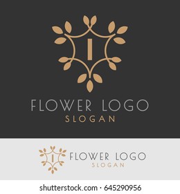 flower initial Letter I Logo design