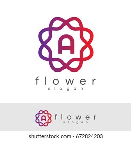 flower initial Letter A Logo design