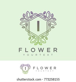 flower initial Letter I Logo design
