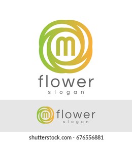 flower initial Letter M Logo design