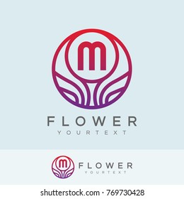 flower initial Letter M Logo design
